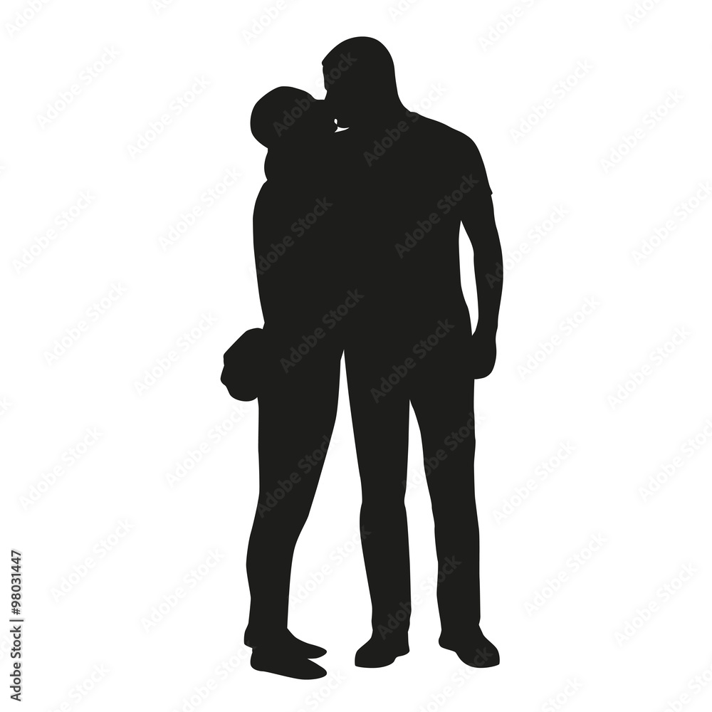 Kissing couple. Vector silhouette