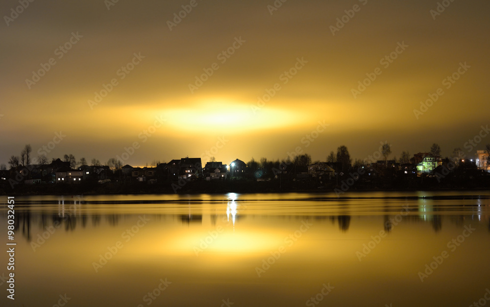 View of Neva River at night.