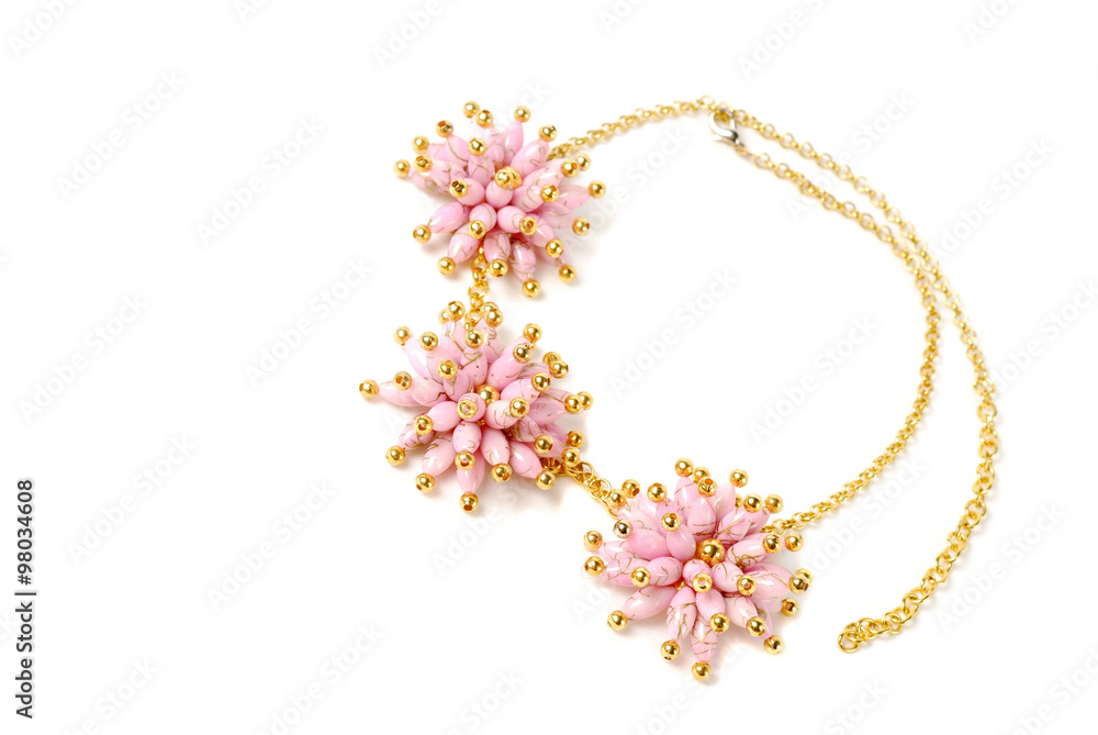 Beautiful pink necklace on a mannequin Beautiful pink necklace on a mannequin
