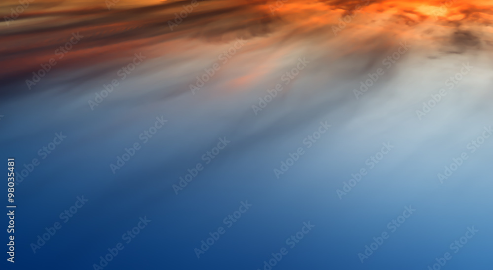Horizontal vivid sunset altitude cloudscape background backdrop