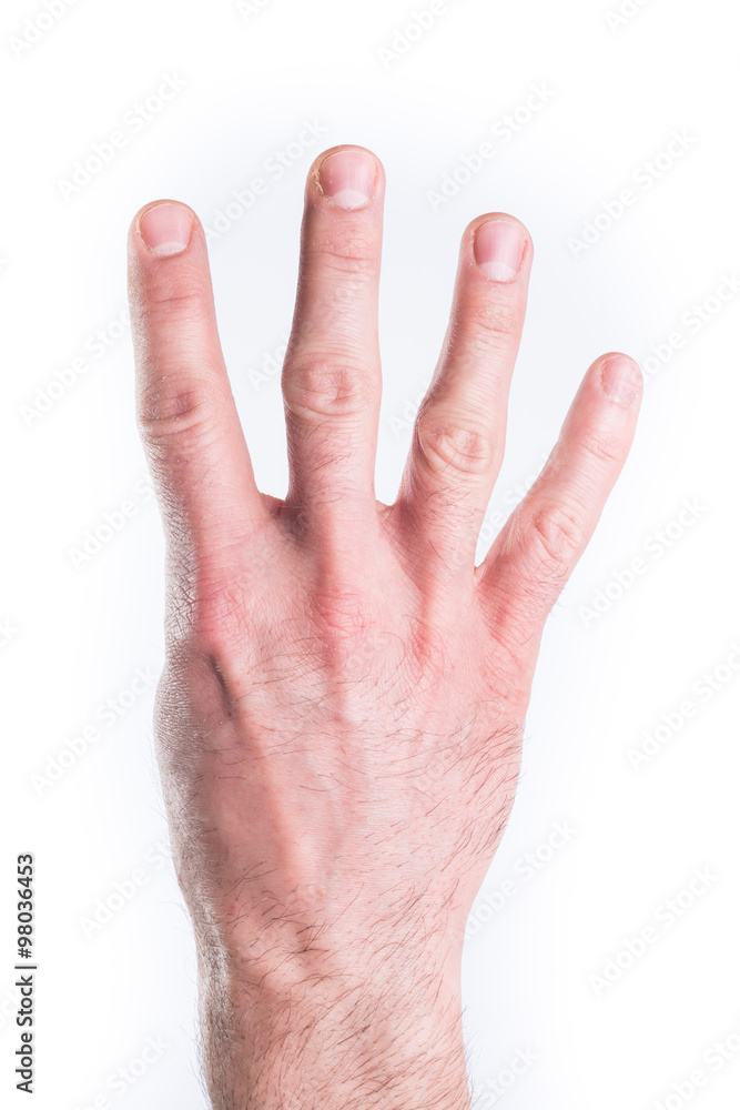 Hand miming number four Hand miming number four