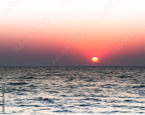 Horizontal vivid burning sunset blur abstraction background back