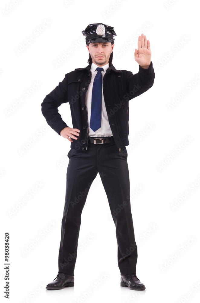 Police officer isolated on white Police officer isolated on white