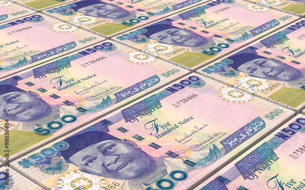 Nigerian nairas bills stacks background