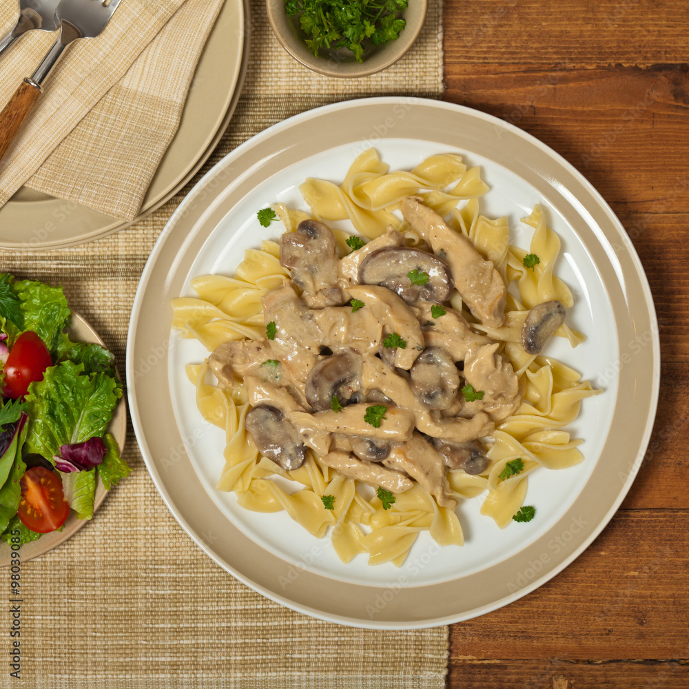 Chicken Stroganoff a variation on Beef Stroganoff. Selective focus. Chicken Stroganoff a variation on Beef Stroganoff. Selective focus.