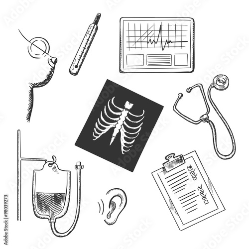Diagnostics and medical test object sketches