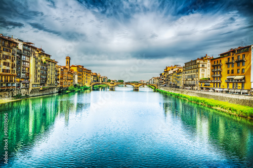 Arno banks seen from Ponte Vecchio in Florence