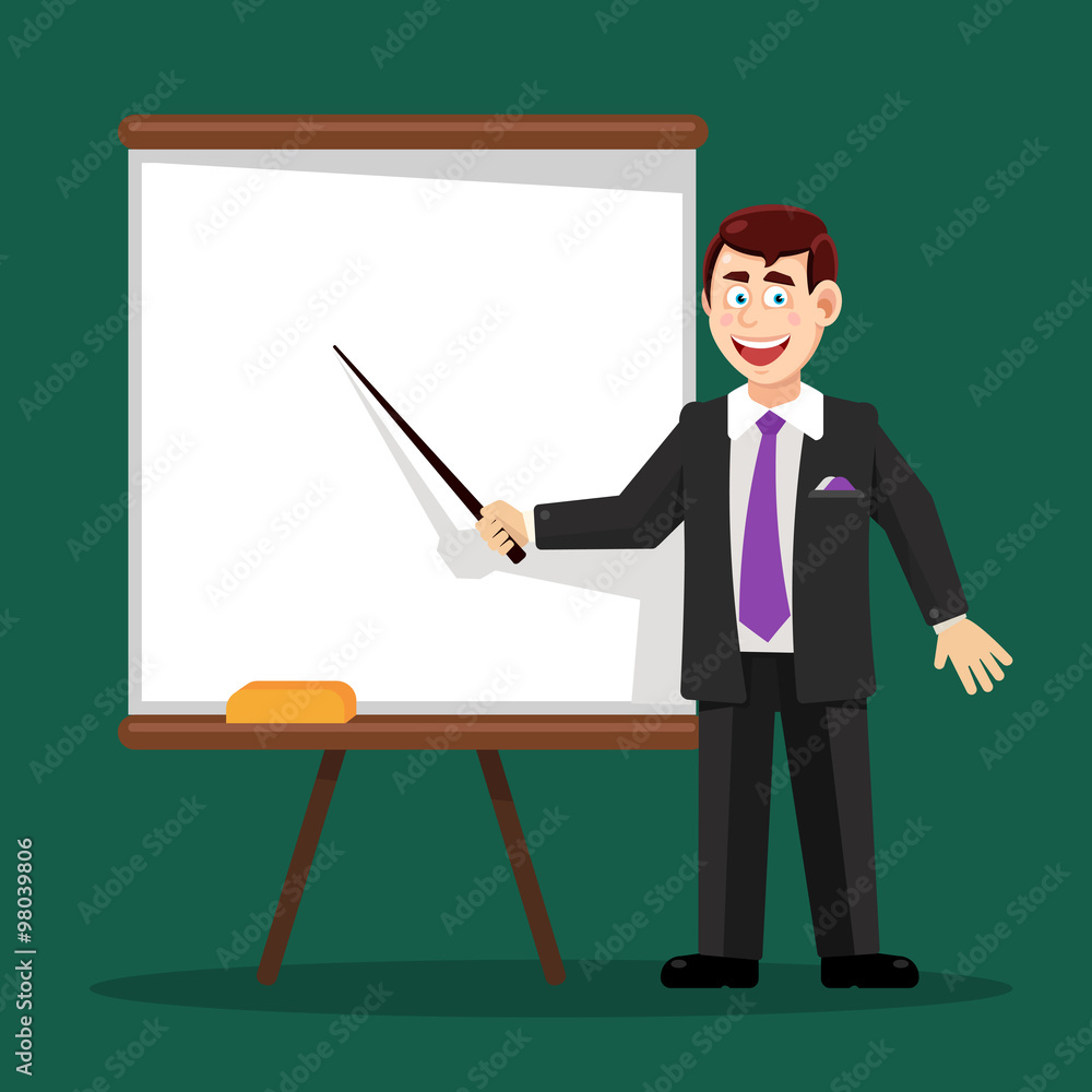 business man with pointer at the board business man with pointer at the board