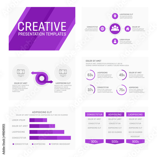 Vector template for multipurpose presentation slides with graphs and charts
