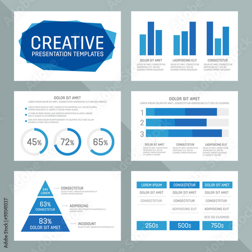 Vector template for multipurpose presentation slides with graphs and charts