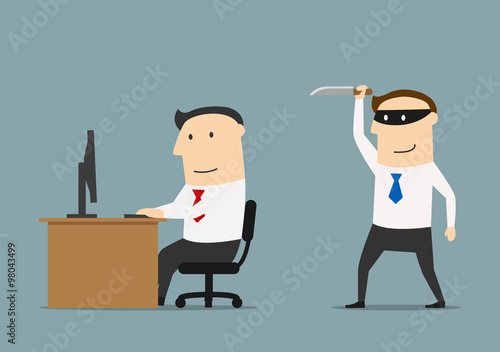 Competitor sneaks a knife to the businessman