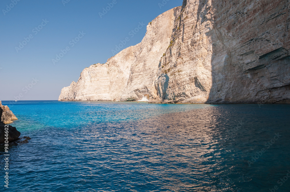 Beautiful cliff coast of Zakynthos Island