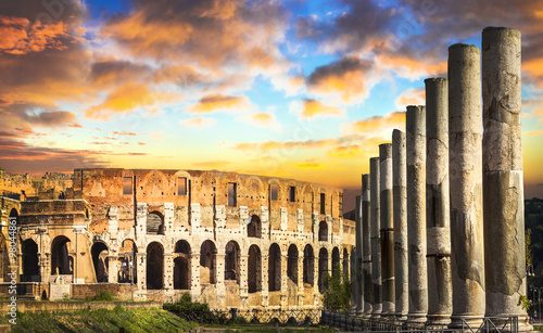 Colosseum over sunset, Rome, Italy