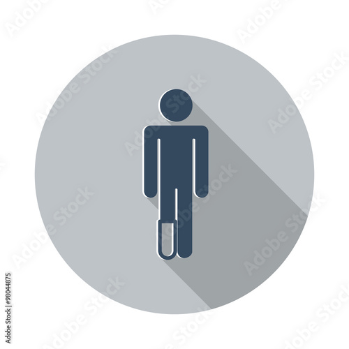 Flat Foot icon with long shadow on grey circle