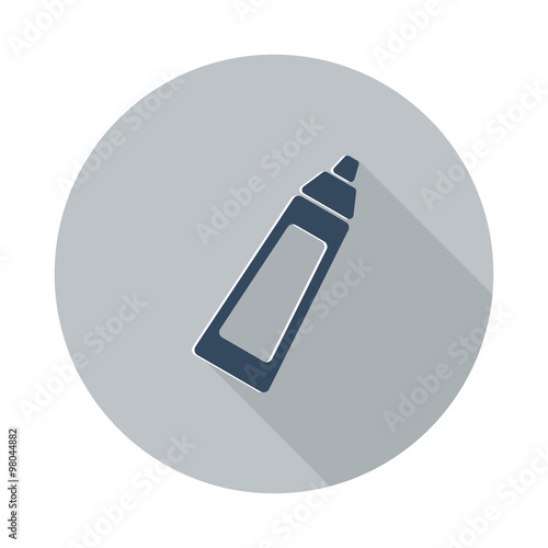 Flat Baby Bottle icon with long shadow on grey circle