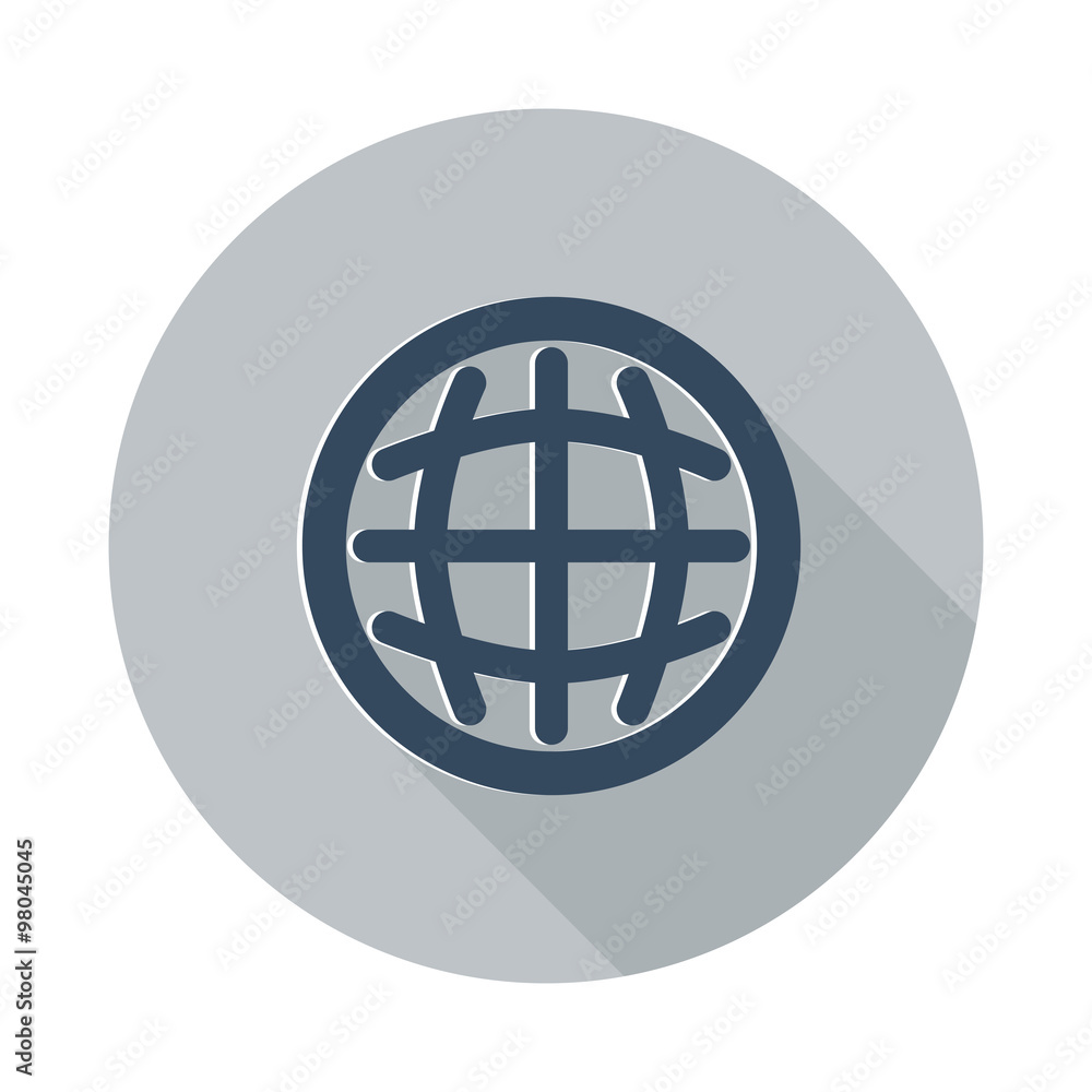Flat International icon with long shadow on grey circle Flat International icon with long shadow on grey circle