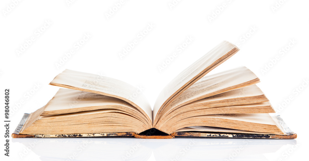 Old book open isolated on white background Old book open isolated on white background