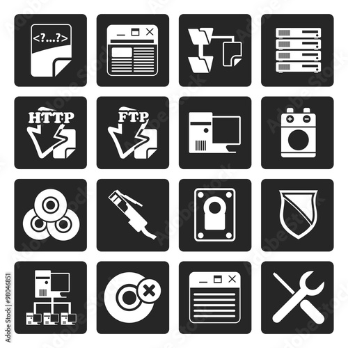 Black Server Side Computer icons - Vector Icon Set