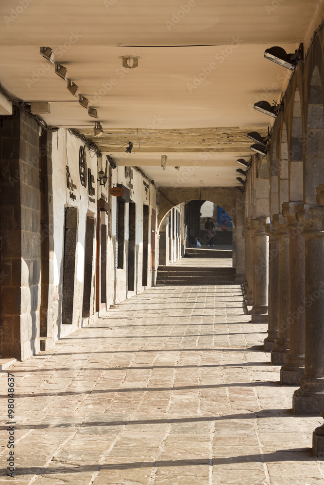 Arches on the Plaza de Armas of Cusco, Peru