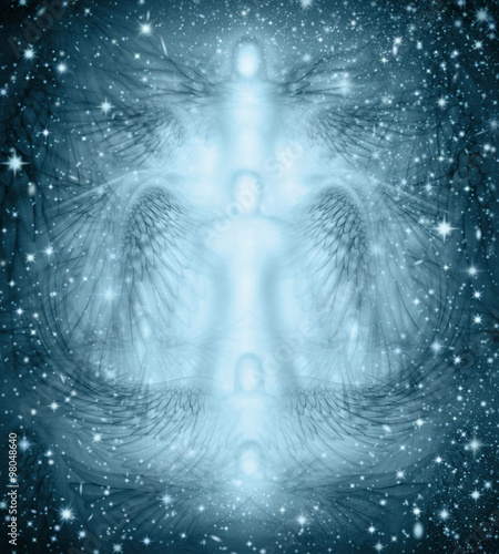 Fotografie Angels Starry Night Background