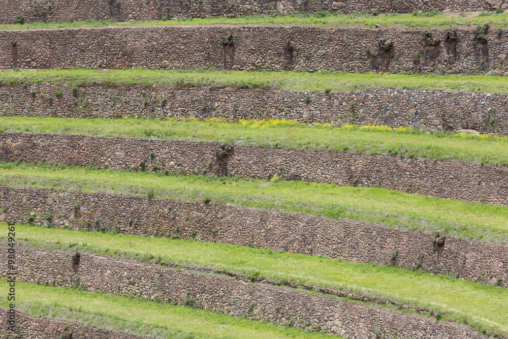 Round agricultural terraces of Incas in Sacred Valley, Peru