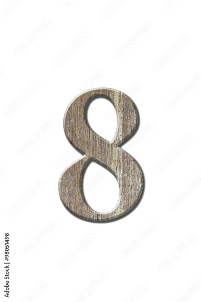 Wooden number isolated on white. Clipping path. Wooden number isolated on white. Clipping path.