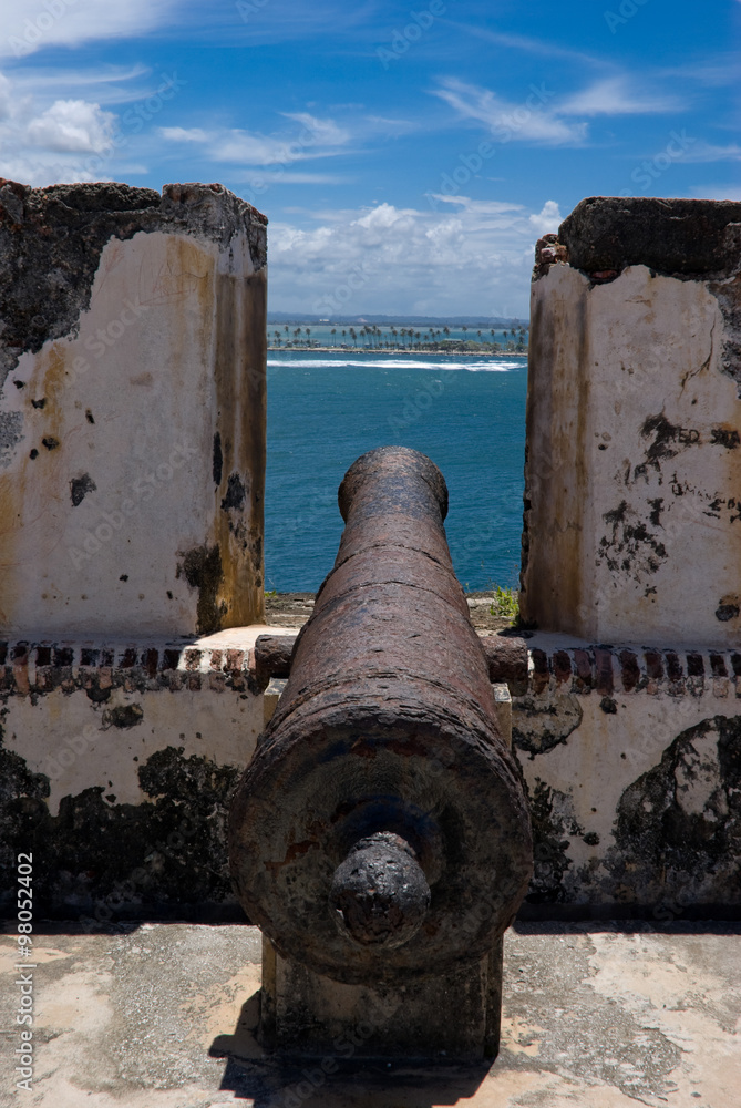 Guerite & Cannons at Fort El Morro (Castillo San Felipe del Morro) in San Juan, Puerto Rico.
