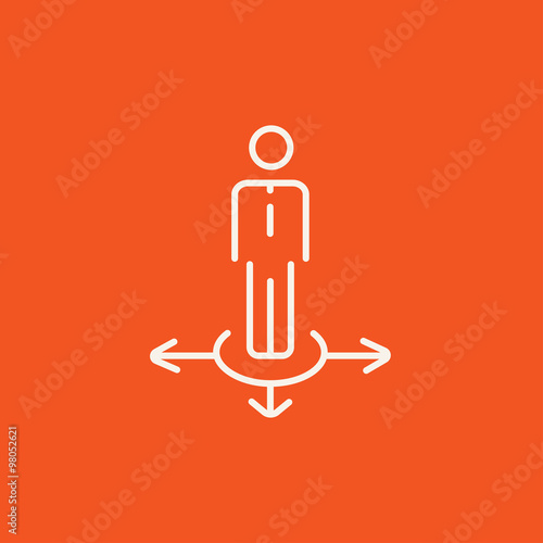 Businessman in three ways line icon.