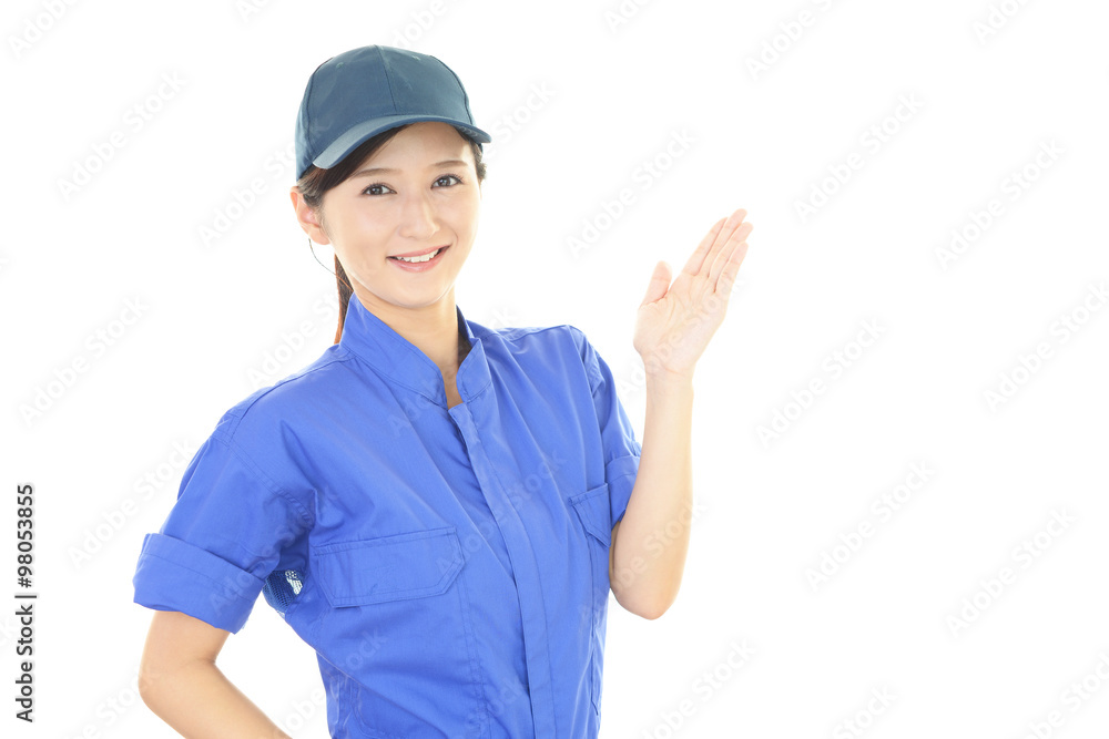 笑顔の女性作業員 笑顔の女性作業員