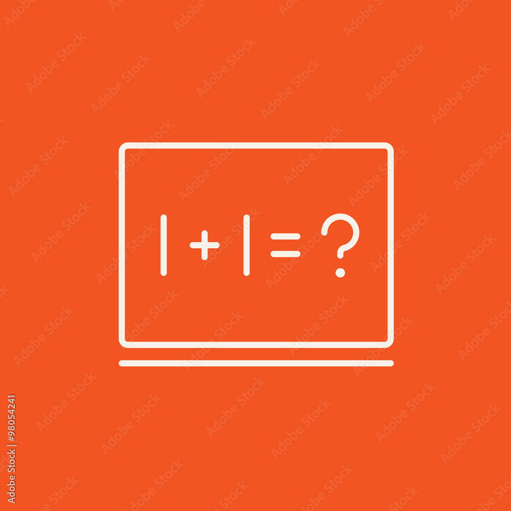 Maths example written on blackboard line icon. Maths example written on blackboard line icon.