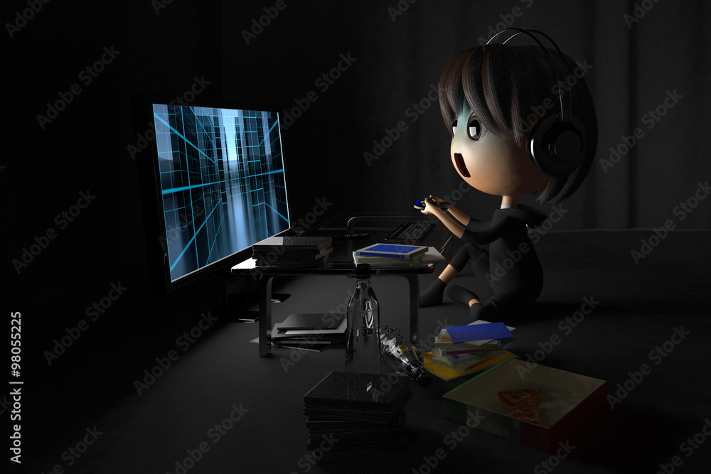 暗い部屋でゲームをして青ざめる人物 Stock Illustration Adobe Stock 暗い部屋でゲームをして青ざめる人物 Stock Illustration Adobe Stock