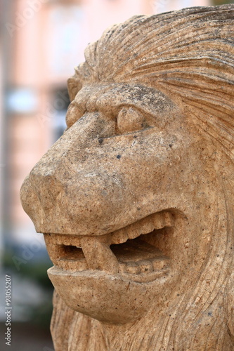 Muzzle of a lion from limestone