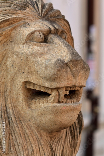 Muzzle of a lion from limestone