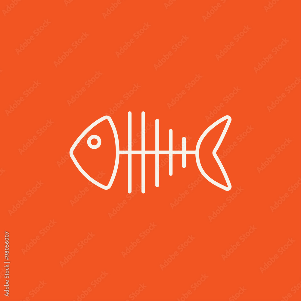 Fish skeleton line icon. Fish skeleton line icon.