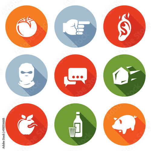 Shame, ridicule Icons Set. Vector Illustration.