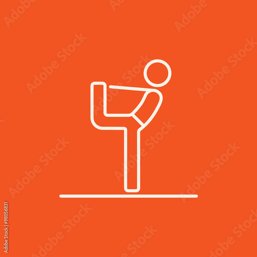 Man practicing yoga line icon.