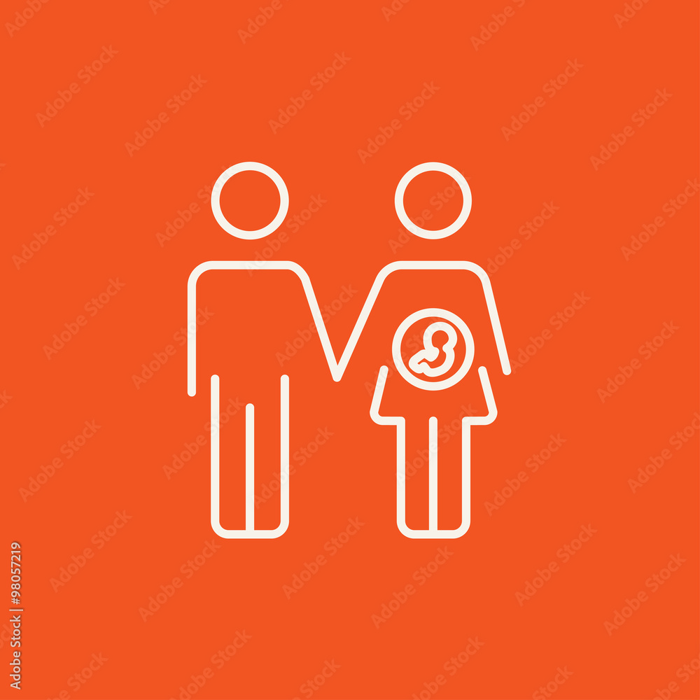 Husband with pregnant wife line icon. Husband with pregnant wife line icon.