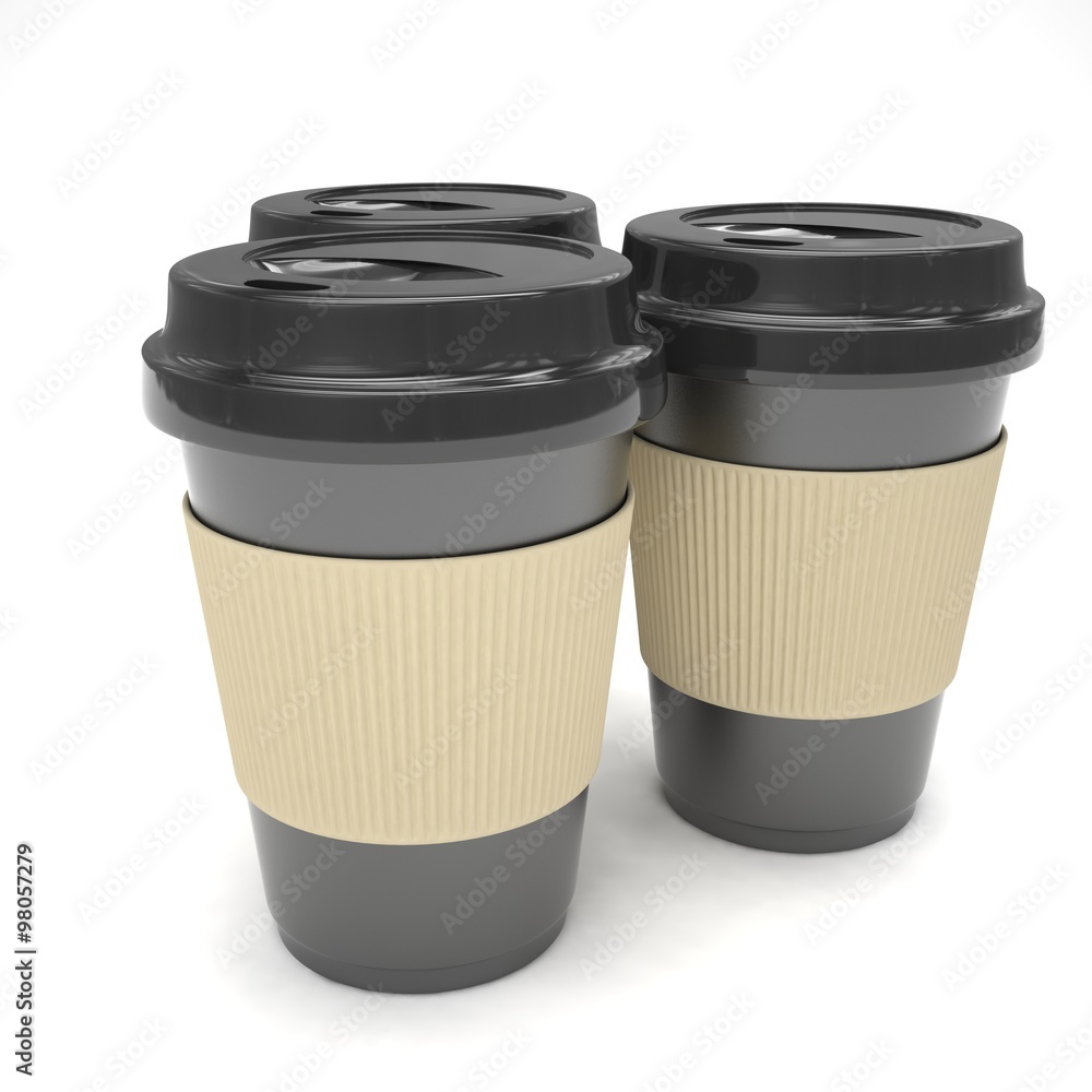 Three paper coffee cups Three paper coffee cups