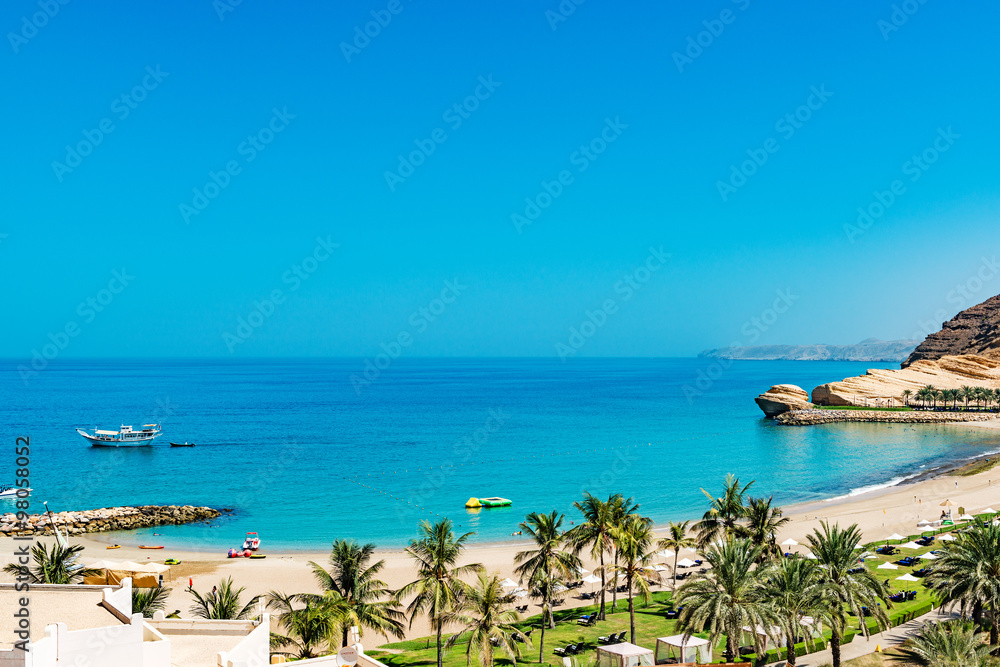 Beach at Barr Al Jissah in Oman. It is located about 20 km east of Muscat.