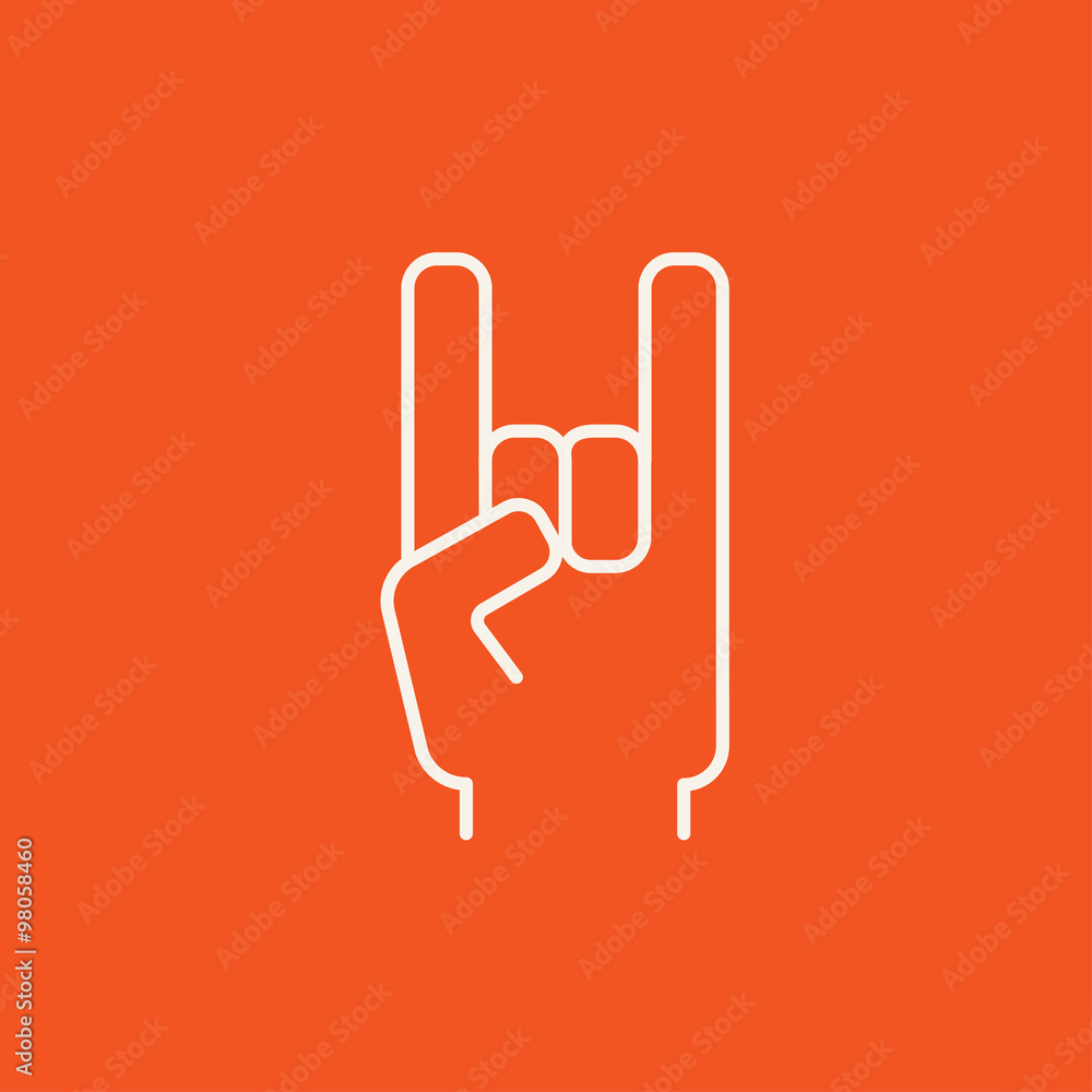 Rock and roll hand sign line icon. Rock and roll hand sign line icon.