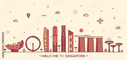 Skyline Singapore vector illustration linear style
