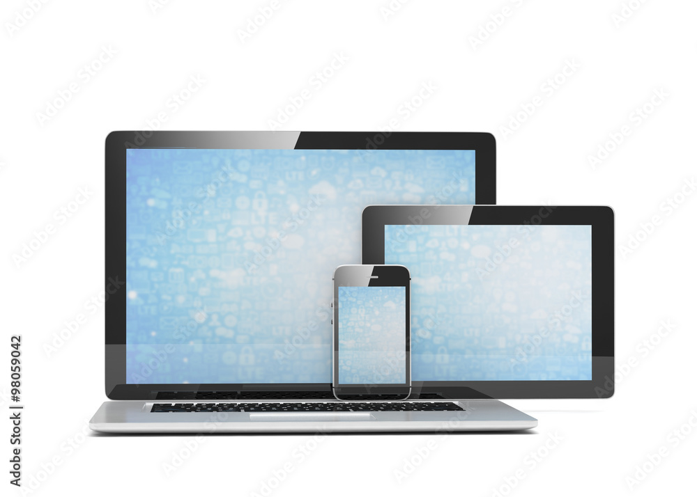 laptop, tablet, phone, on white laptop, tablet, phone, on white