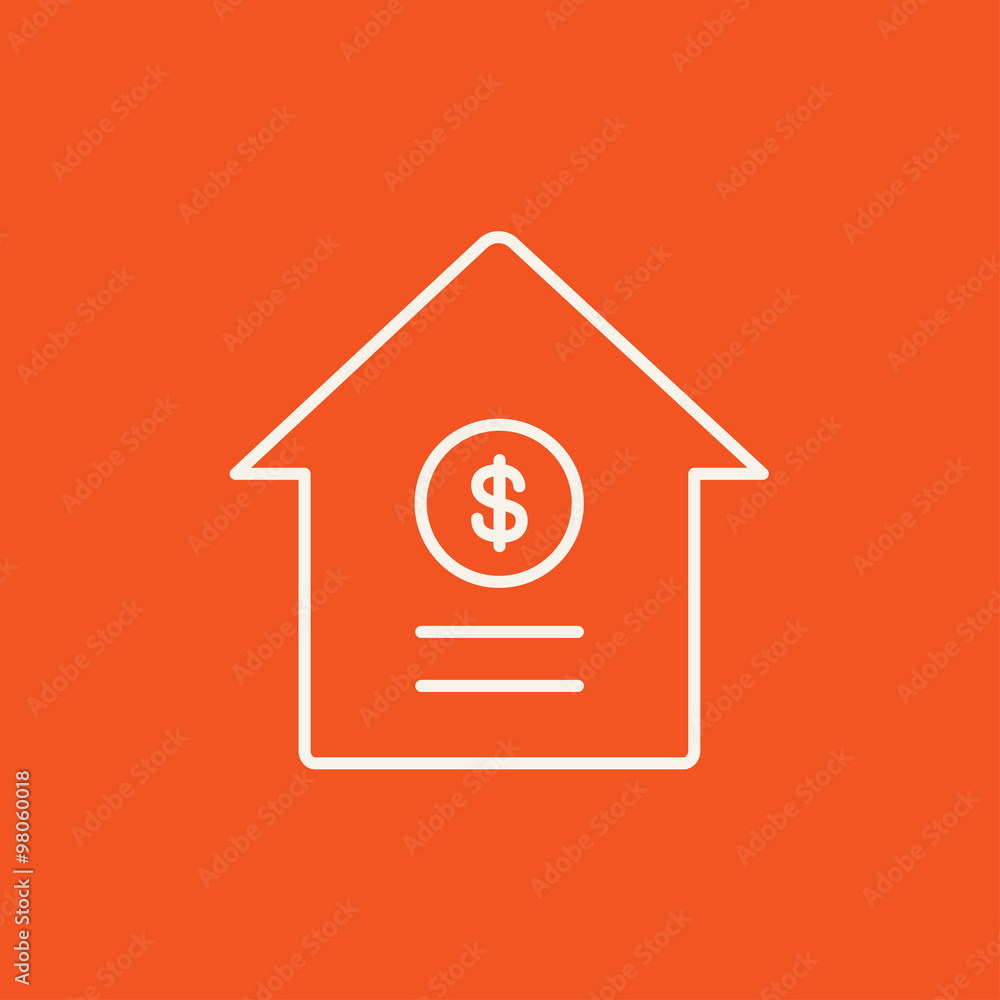 House with dollar symbol line icon. House with dollar symbol line icon.