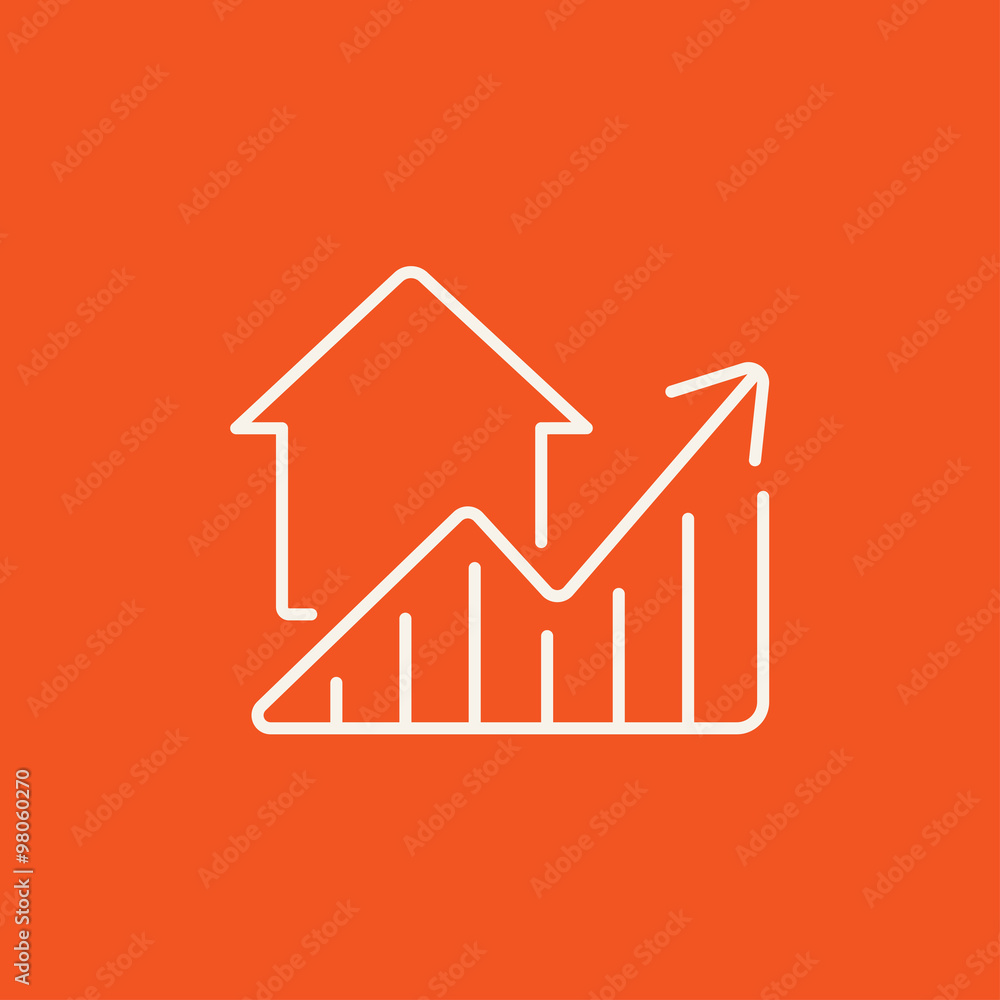 Graph of real estate prices growth line icon. Graph of real estate prices growth line icon.