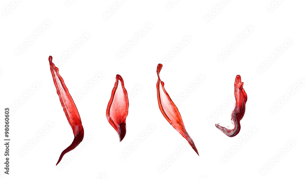 collage Red wine splashes isolated on white background collage Red wine splashes isolated on white background