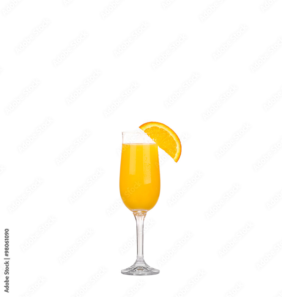 Orange juice and slices of orange isolated on white Orange juice and slices of orange isolated on white
