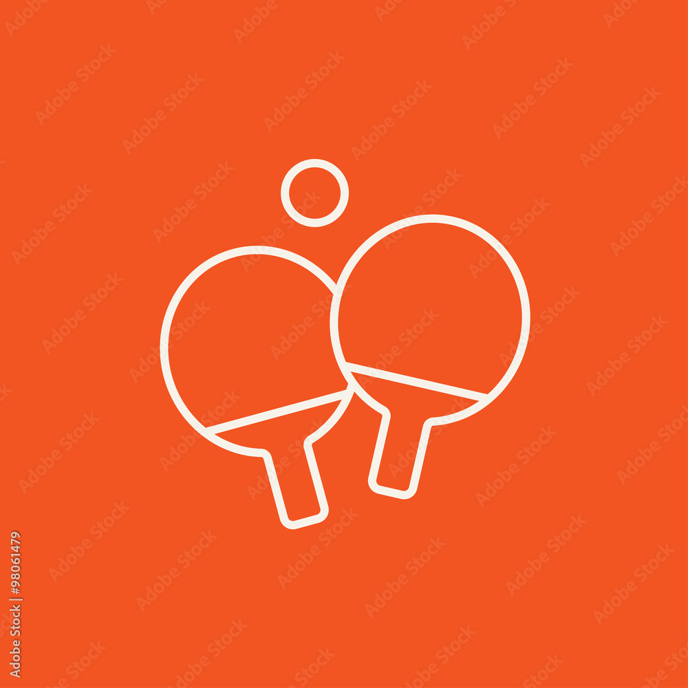 Table tennis racket and ball line icon. Table tennis racket and ball line icon.