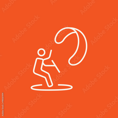 Kite surfing line icon.