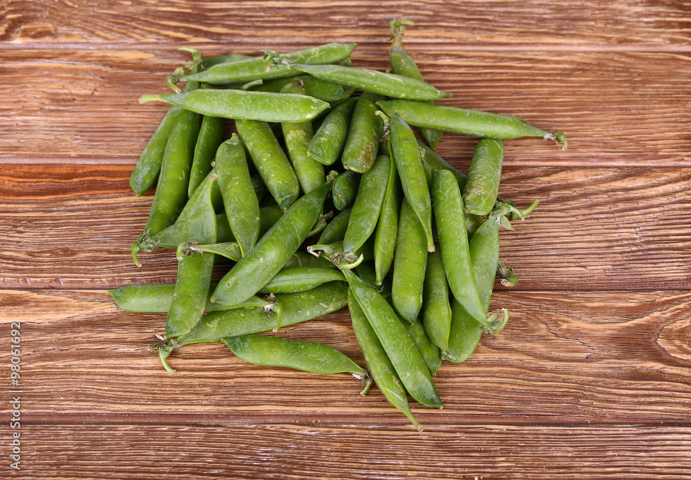 peas on a wooden view from the top peas on a wooden view from the top
