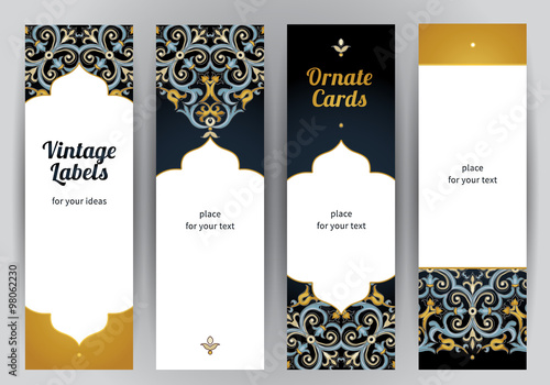 Vector set of ornate cards in Eastern style.